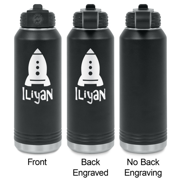 Space Explorer Laser Engraved Water Bottles - 2 Styles - Front & Back View