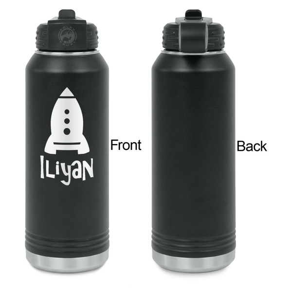 Space Explorer Laser Engraved Water Bottles - Front Engraving - Front & Back View