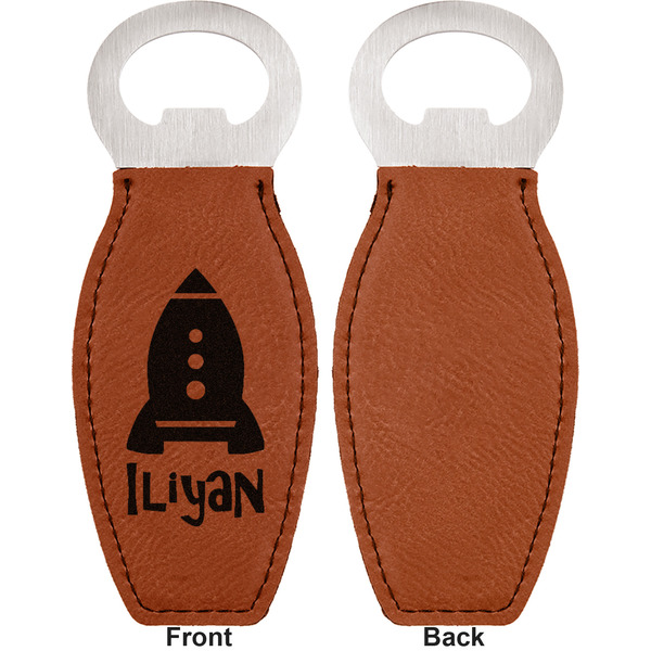 Space Explorer Leather Bar Bottle Opener - Front and Back (single sided)