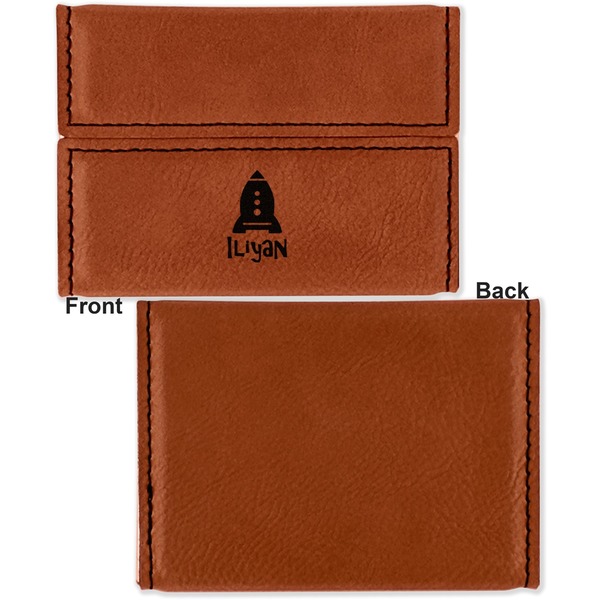Space Explorer Leather Business Card Holder Front Back Single Sided - Apvl
