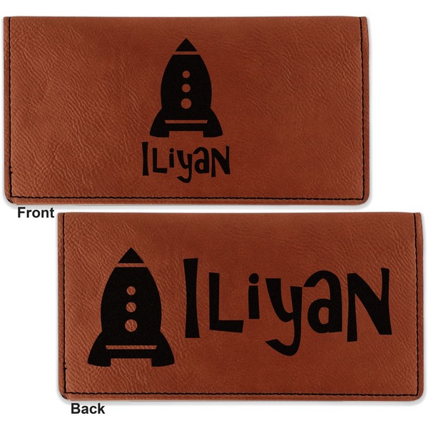 Space Explorer Leather Checkbook Holder Front and Back