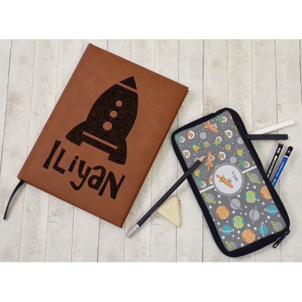 Space Explorer Leather Sketchbook - Large - Single Sided - In Context