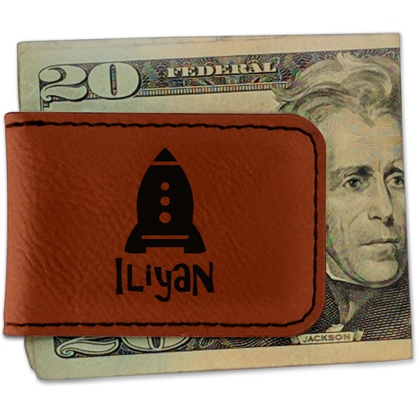 Custom Space Explorer Leatherette Magnetic Money Clip - Double Sided (Personalized)