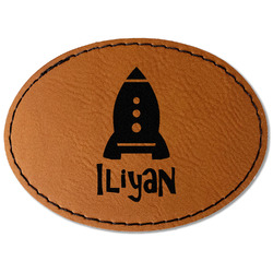 Space Explorer Faux Leather Iron On Patch - Oval (Personalized)