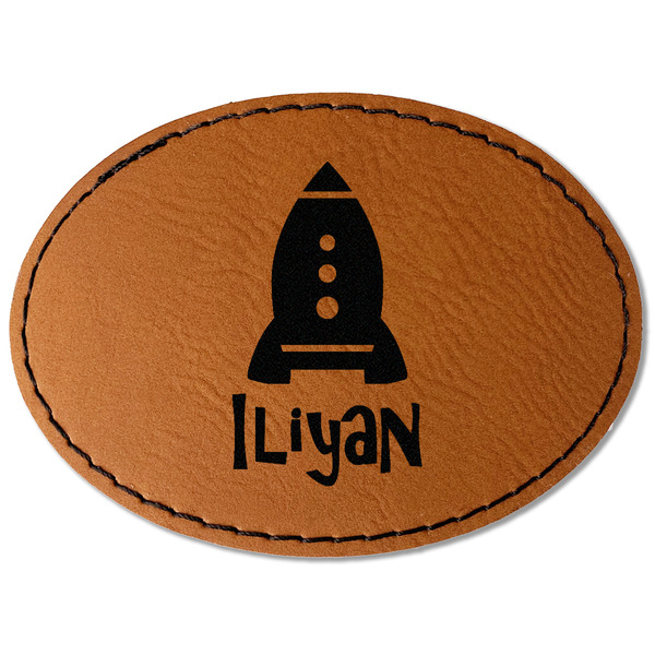Custom Space Explorer Faux Leather Iron On Patch - Oval (Personalized)