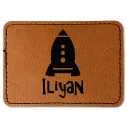 Space Explorer Faux Leather Iron On Patch - Rectangle (Personalized)