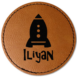 Space Explorer Faux Leather Iron On Patch - Round (Personalized)