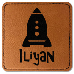 Space Explorer Faux Leather Iron On Patch - Square (Personalized)