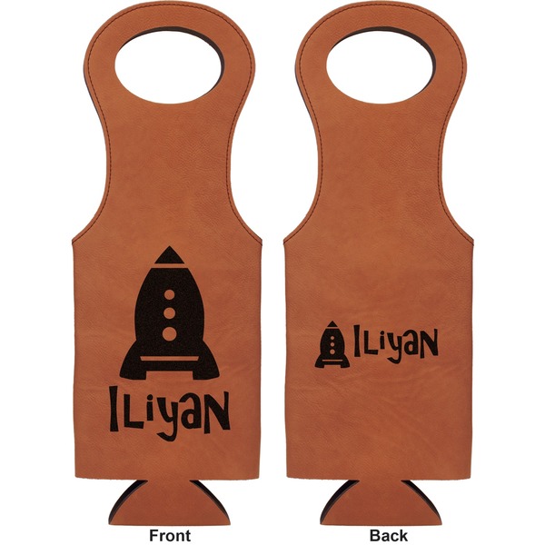 Space Explorer Leatherette Wine Tote Double Sided - Front and Back