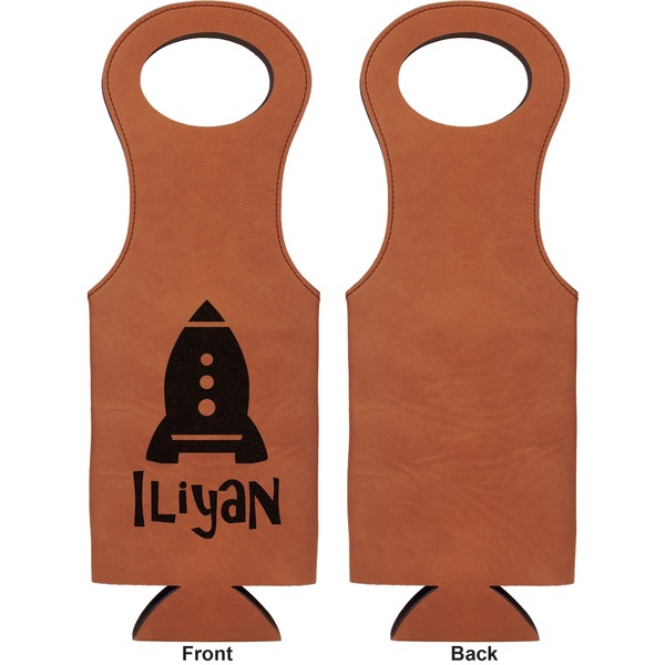 Space Explorer Leatherette Wine Tote Single Sided - Front and Back