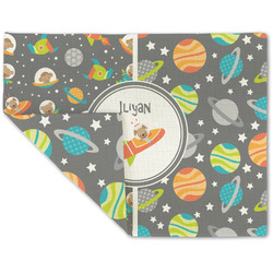 Space Explorer Double-Sided Linen Placemat - Single w/ Name or Text