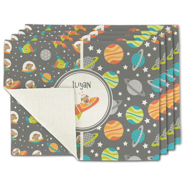 Custom Space Explorer Single-Sided Linen Placemat - Set of 4 w/ Name or Text