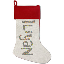 Space Explorer Red Linen Stocking (Personalized)