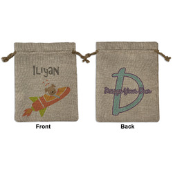 Space Explorer Medium Burlap Gift Bag - Front & Back (Personalized)