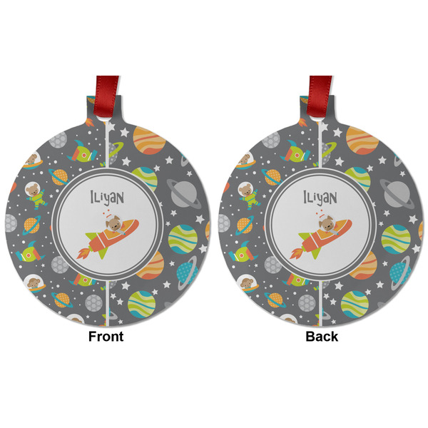 Space Explorer Metal Ball Ornament - Front and Back