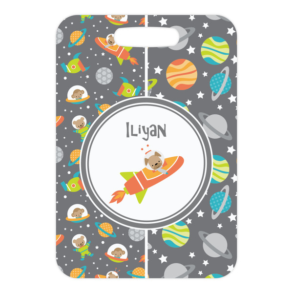 Space Explorer Metal Luggage Tag - Front Without Strap