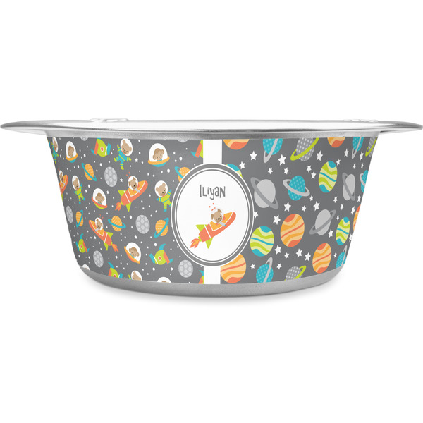 Custom Space Explorer Stainless Steel Dog Bowl - Medium (Personalized)