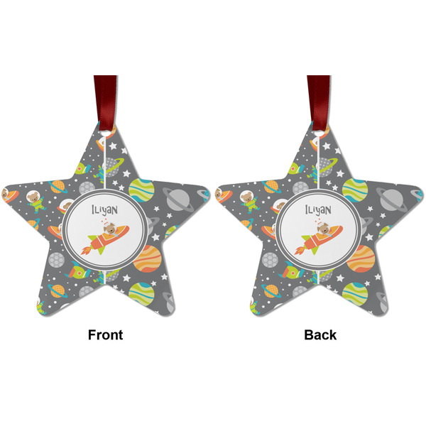 Space Explorer Metal Star Ornament - Front and Back