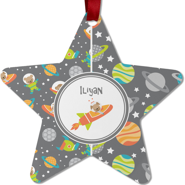 Custom Space Explorer Metal Star Ornament - Double Sided w/ Name or Text