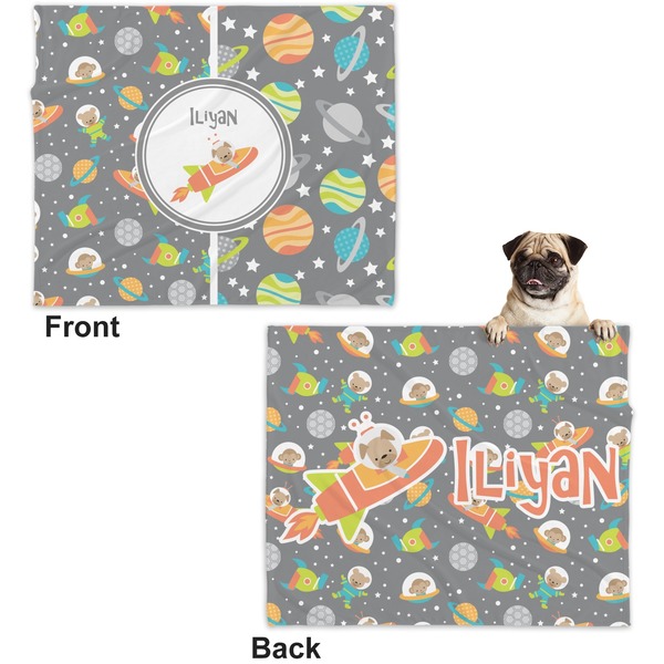 Space Explorer Microfleece Dog Blanket - Large- Front & Back