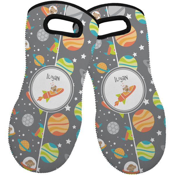 Custom Space Explorer Neoprene Oven Mitts - Set of 2 w/ Name or Text