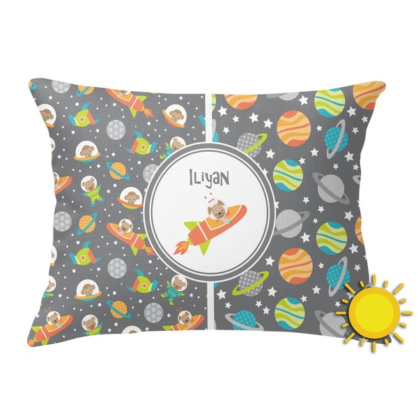 Custom Space Explorer Outdoor Throw Pillow (Rectangular) (Personalized)