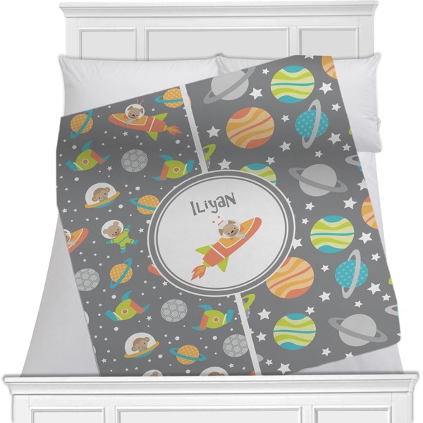 Custom Space Explorer Minky Blanket - Toddler / Throw - 60"x50" - Single Sided (Personalized)