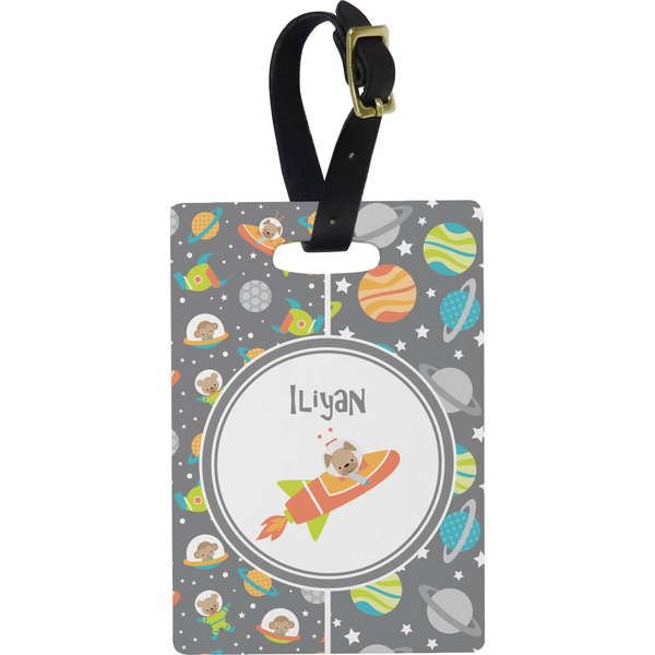 Custom Space Explorer Plastic Luggage Tag - Rectangular w/ Name or Text
