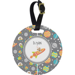 Space Explorer Plastic Luggage Tag - Round (Personalized)