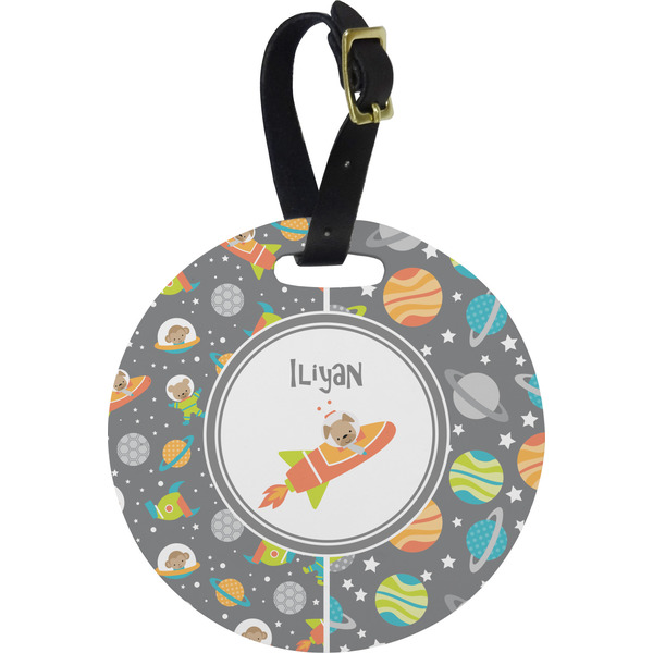 Custom Space Explorer Plastic Luggage Tag - Round (Personalized)