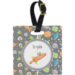 Space Explorer Plastic Luggage Tag - Square w/ Name or Text
