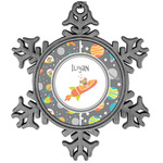 Space Explorer Vintage Snowflake Ornament (Personalized)
