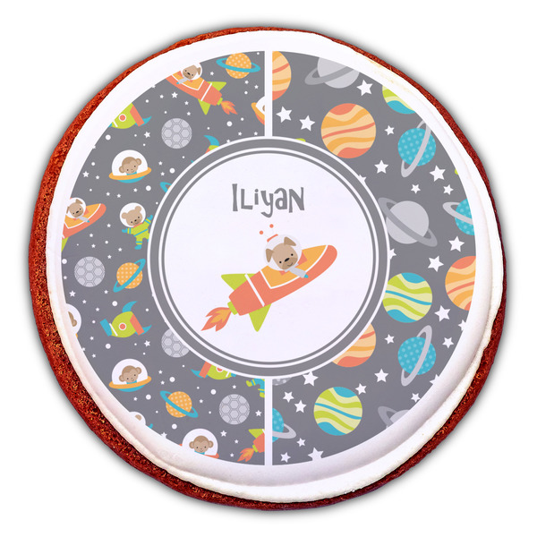 Space Explorer Printed Icing Circle - Large - On Cookie