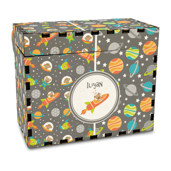 Custom Space Explorer Wood Recipe Box - Full Color Print (Personalized)