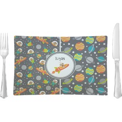 Space Explorer Rectangular Glass Lunch / Dinner Plate - Single or Set (Personalized)