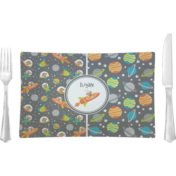 Custom Space Explorer Rectangular Glass Lunch / Dinner Plate - Single or Set (Personalized)