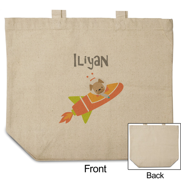 Space Explorer Reusable Cotton Grocery Bag - Front & Back View