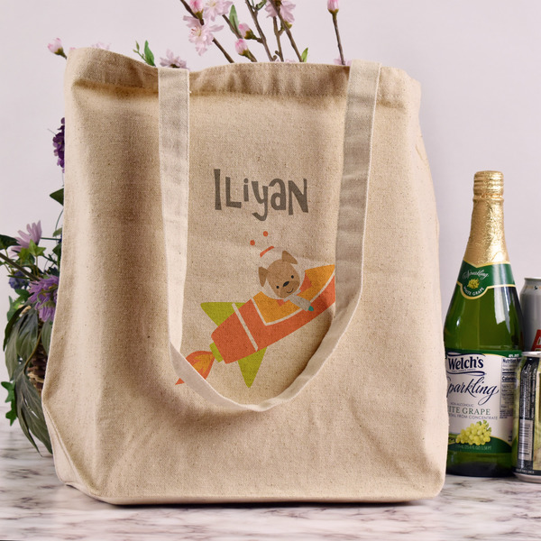 Space Explorer Reusable Cotton Grocery Bag - In Context