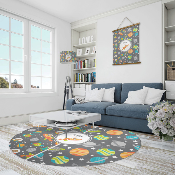 Space Explorer Round Area Rug - IN CONTEXT
