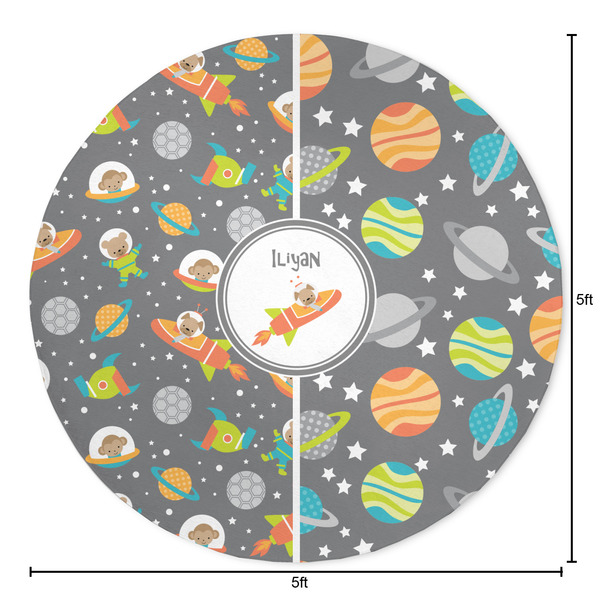 Space Explorer Round Area Rug - Size