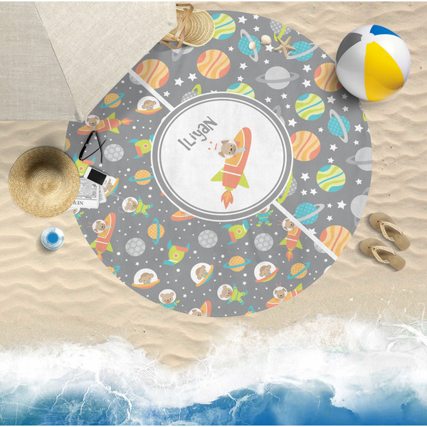 Space Explorer Round Beach Towel Lifestyle