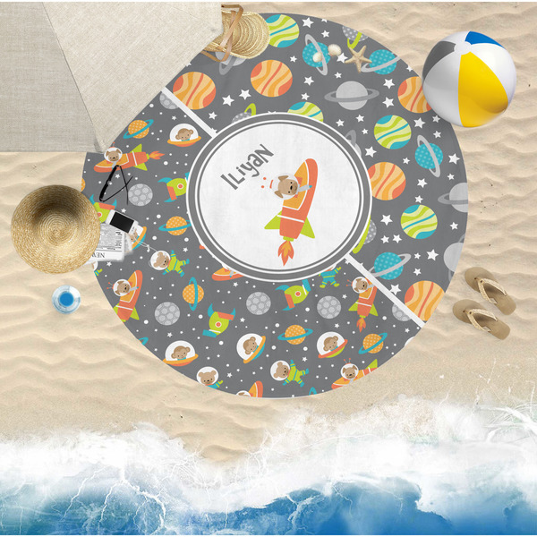 Space Explorer Round Beach Towel Lifestyle