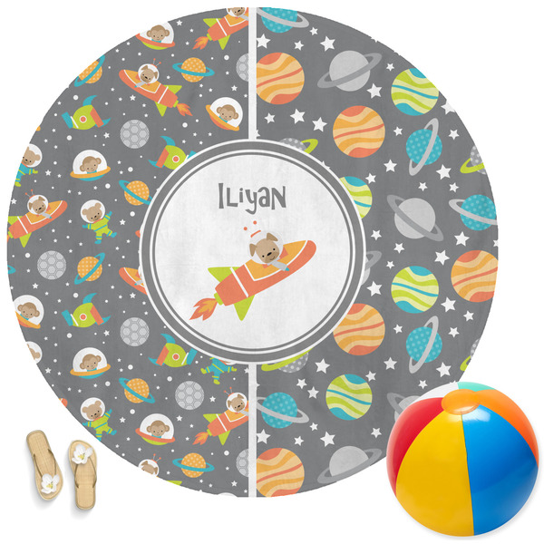 Custom Space Explorer Round Beach Towel (Personalized)
