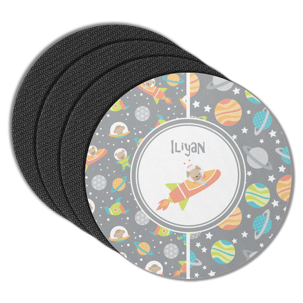 Custom Space Explorer Round Rubber Backed Coasters - Set of 4 (Personalized)