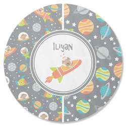 Space Explorer Round Rubber Backed Coaster (Personalized)