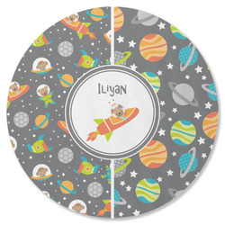 Space Explorer Round Rubber Backed Coaster (Personalized)