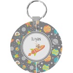 Space Explorer Round Plastic Keychain (Personalized)