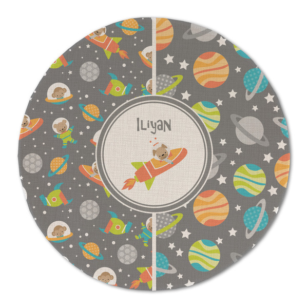 Custom Space Explorer Round Linen Placemat - Single Sided (Personalized)