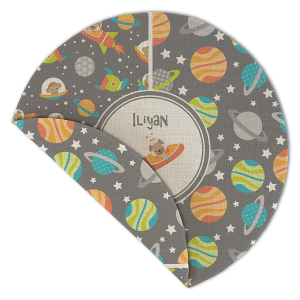Space Explorer Round Linen Placemats - Front (folded corner double sided)