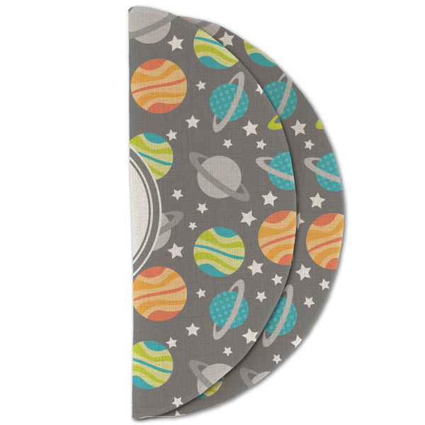 Space Explorer Round Linen Placemats - HALF FOLDED (double sided)